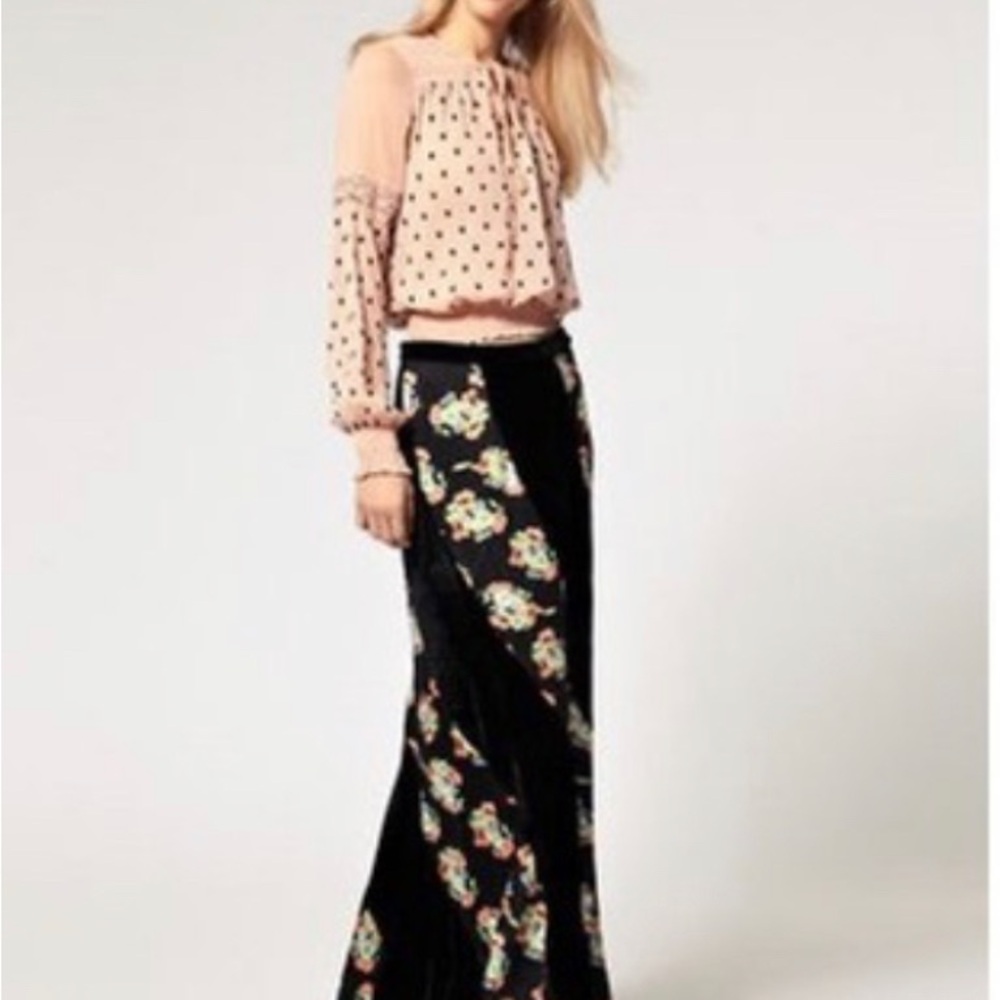 Free People Twisted velvet with Multicolor Floral Print